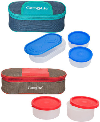 

Philco Combo plastic Solace Blue-Green+ Royal Red-Brown 5 Containers Lunch Box(1050 ml), Multicolor