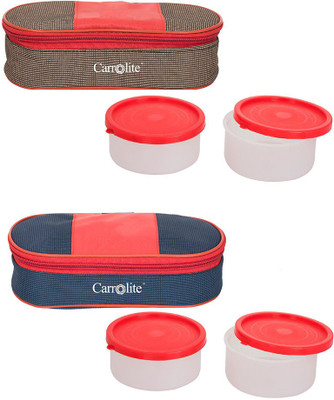 

Philco Combo plastic Royal Red-Brown+Royal Red-Blue 4 Containers Lunch Box(800 ml), Multicolor