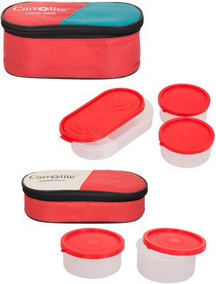 

Philco Combo plastic 3 in1 Red- 2in1 Red 5 Containers Lunch Box(1050 ml), Multicolor