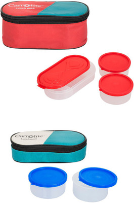 

Philco Combo plastic 3in1Red- 2in1green 5 Containers Lunch Box(1050 ml), Multicolor