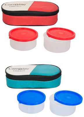

Philco Combo plastic 2in1 Red-2in1green 4 Containers Lunch Box(800 ml), Multicolor