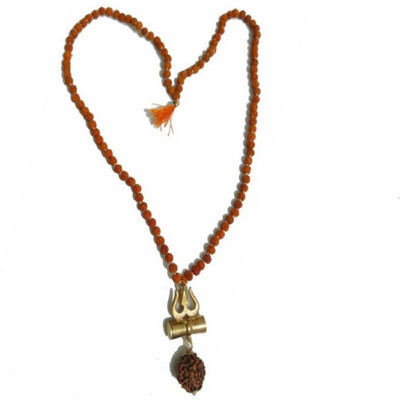 SHIVOHAM Shiv Shakti Kavach - 5 Mukhi Rudraksha Trishul Damru Wood Necklace