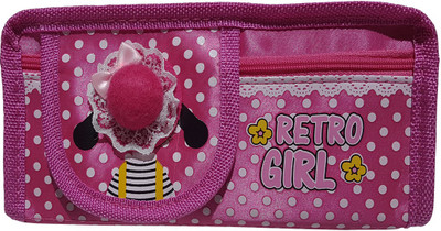 

Mcnt pink retro girl Art Canvas Pencil Box(Set of 1, Pink)