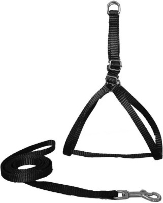 Skora Nylon Dog Harness & Leash 0.5 Inch - Black (Chest Size : 16-21 Inch) - Xtra Small Dog Harness & Leash (Extra Small, Black) Dog Harness & Leash(Extra Small, black)
