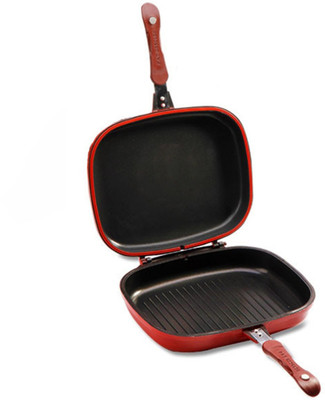 

ShopyBucket Brand New High quality 30cm/ Big Size Fry Pan Non-stick Fryer Pan Double Side Grill Fry Pan NA Pan 15 cm diameter with Lid(Stainless Steel, Non-stick, Induction Bottom), Black;red