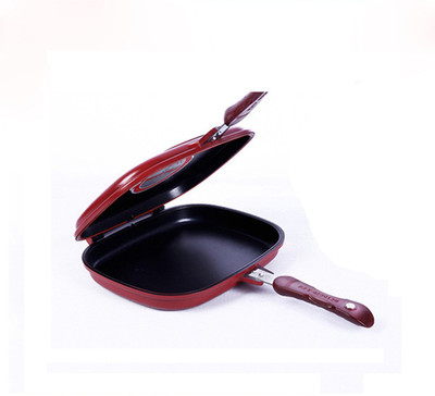 

ShopyBucket High quality 30cm/ Big Size Fry Pan Non-stick Fryer Pan Double Side Grill Fry Pan Pot 2.5 L with Lid(Carbon Steel, Non-stick, Induction Bottom), Black;red