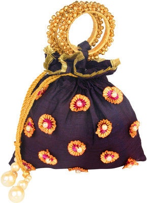 

Bombay Haat Ethnic Rajasthani Potli Bag / Potli Purse / Bridal Clutch/ Bridal Purse for Patry / Wedding / Wedding Gift Potli(Black)
