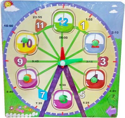 

TALKING GANESHA Way Learning Wooden Activity Clock For Counting Matching Puzzle Toy for Kids (merry go round(1 Pieces)