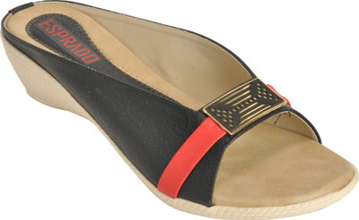 

ESPRADO Women Black & Red Wedges