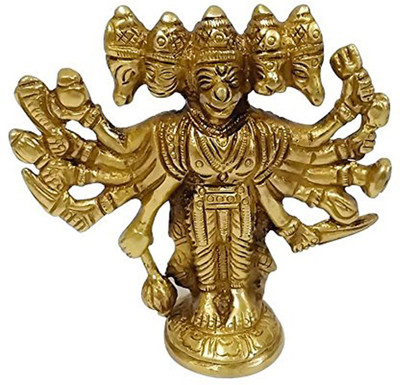 Magic Stones Brass Vastu Shri Panchmukhi Hanuman Ji - 8cm x 8cm x 1cm Decorative Showpiece  -  1 cm(Aluminium, Gold)