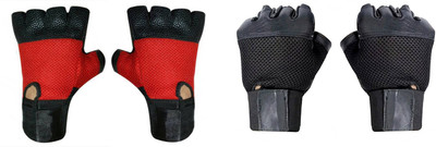 

Cp Bigbasket Premium Quality Netted with Wrist Support With No Sweat Gym & Fitness Gloves (Free Size, Red, Black), Black;red