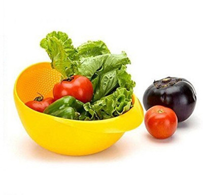 

JVS Colorful Rinse Bowl and Strainer in One (Multicolor), Plastic wash rice Pasta, chowmein, drainer, Colander Strainer Sieve bright kitchen plastic drain vegatable fruit basket Storage Basket(Pack of 1)