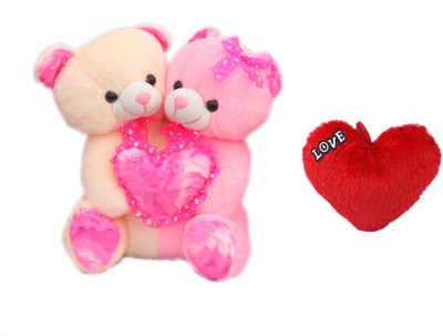 

mega star combo dil and Cute Love Couple Teddy - 35 cm(Multicolor)