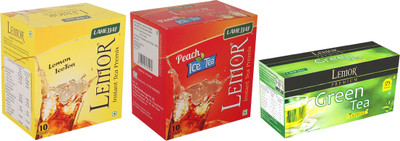 

Lemor Pack of 1 Lemon & 1 Peach flavour Instant Ice Tea 10 sachet & 1 Pack of 25 Jasmine Tea Bags Box(45 Bags)