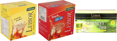 

Lemor 1 Pack of Lemon & 1 Peach flavour Instant Ice Tea 10 sachet & 1 Pack of 25 Tulsi Tea Bags Box(45 Bags)