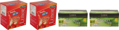 

Lemor Combo of 2 Peach Ice Tea (10 sachet) and 2 Pack of 25 Honey Tea Bags Box(70 Bags)