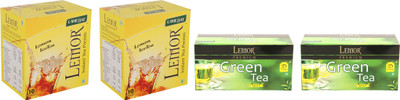 Lemor Combo of 2 Lemon flavour Instant Ice Tea (10 sachet) and 2 Pack of 25 Mint Tea Bags Box(70 Bags)