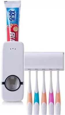

Lagom Hands Free Toothpaste Dispenser Automatic Squeezer And Holder Set Plastic Toothbrush Holder Plastic Toothbrush Holder(White, Wall Mount)