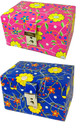 

Addyz Pack of 2 Mine Locker Case Organizer Model NumberJewellery Floral Vanity Box(Pink, Blue)