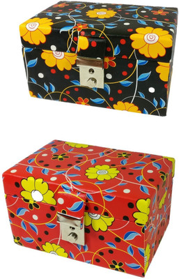 

Addyz Pack of 2 Mine Locker Case Organizer Model Number Jewellery Floral Vanity Box(Black, Red)