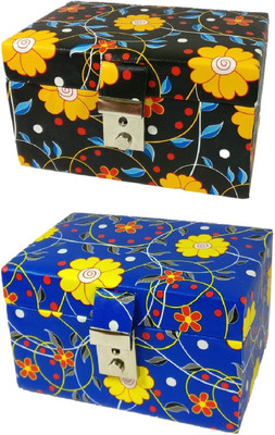 

Addyz Pack of 2 Mine Locker Case Organizer Model NumberJewellery Floral Vanity Box(Black, Blue)
