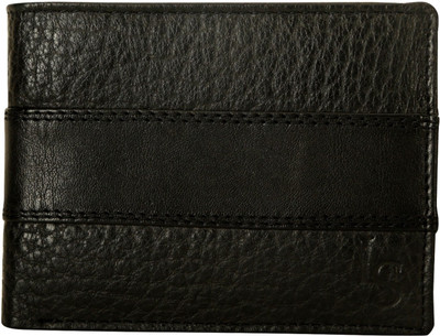 

LOUIS STITCH Men Black Genuine Leather Wallet(8 Card Slots)