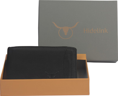 

Hidelink Men Black Genuine Leather Wallet(5 Card Slots)