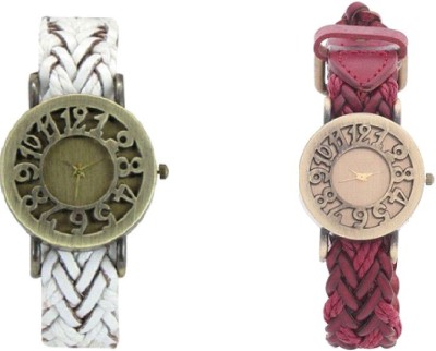 RJL White and blue Maroon lether belt stylist antic wrist Watch  - For Girls   Watches  (RJL)