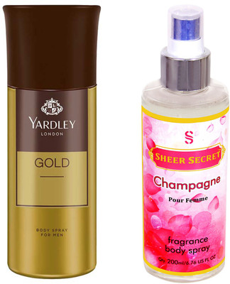 

YARDLEY GOLD 150 ML with SHEER SECRET CHAMPAGNE WOMEN 200 ML(Set of 2)