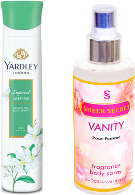 

YARDLEY JASMINE 150 ML with SHEER SECRET VANITY WOMEN 200 ML(Set of 2)