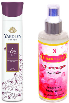 

YARDLEY LACE SATIN 150 ML with SHEER SECRET CHAMPAGNE WOMEN 200 ML(Set of 2)