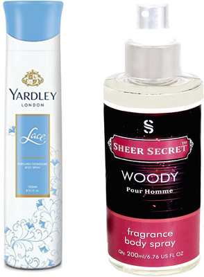 

YARDLEY LACE 150 ML with SHEER SECRET WOODY MEN 200 ML(Set of 2)