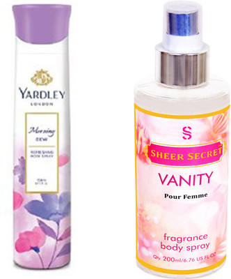 

YARDLEY MORNING DEW 150 ML with SHEER SECRET VANITY WOMEN 200 ML(Set of 2)