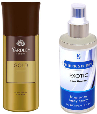 

YARDLEY GOLD 150 ML with SHEER SECRET EXOTIC MEN 200 ML(Set of 2)