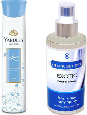 

YARDLEY LACE 150 ML with SHEER SECRET EXOTIC MEN 200 ML(Set of 2)