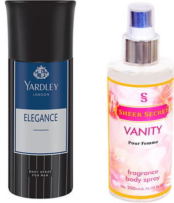 

YARDLEY ELEGANCE 150 ML with SHEER SECRET VANITY WOMEN 200 ML(Set of 2)