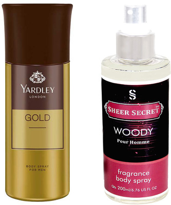 YARDLEY GOLD 150 ML with SHEER SECRET WOODY MEN 200 ML(Set of 2)
