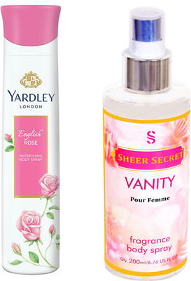 

YARDLEY ENGLISH ROSE 150 ML with SHEER SECRET VANITY WOMEN 200 ML(Set of 2)