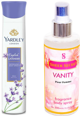 

YARDLEY ENGLISH LAVENDER 150 ML with SHEER SECRET VANITY WOMEN 200 ML(Set of 2)