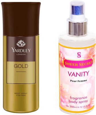 

YARDLEY GOLD 150 ML with SHEER SECRET VANITY WOMEN 200 ML(Set of 2)