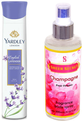 

YARDLEY ENGLISH LAVENDER 150 ML with SHEER SECRET CHAMPAGNE WOMEN 200 ML(Set of 2)