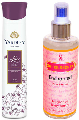 

YARDLEY LACE SATIN 150 ML with SHEER SECRET ENCHANTED WOMEN 200 ML(Set of 2)