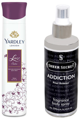 

YARDLEY LACE SATIN 150 ML with SHEER SECRET ADDICTION MEN 200 ML(Set of 2)