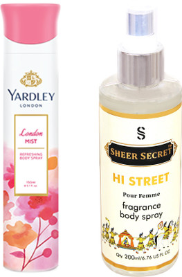 

YARDLEY LONDON MIST 150 ML with SHEER SECRET HI STREET WOMEN 200 ML(Set of 2)