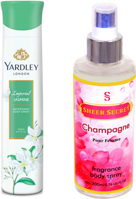 

YARDLEY JASMINE 150 ML with SHEER SECRET CHAMPAGNE WOMEN 200 ML(Set of 2)