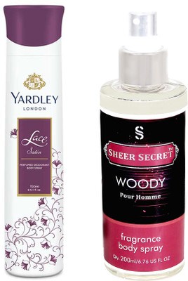 

YARDLEY LACE SATIN 150 ML with SHEER SECRET WOODY MEN 200 ML(Set of 2)