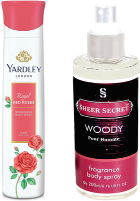 

YARDLEY RED ROSES 150 ML with SHEER SECRET WOODY MEN 200 ML(Set of 2)