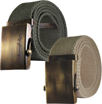 

Honey Badger Men & Women Casual Green, Beige Canvas Belt, Beige;green