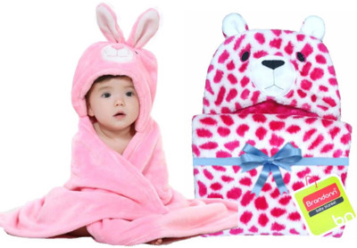 

BRANDONN Animal  Hooded Baby Blanket(Fur, HOTPINK, Pink