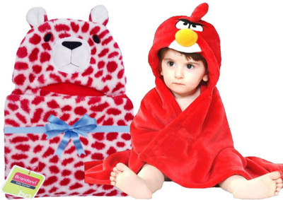 

BRANDONN Animal  Hooded Baby Blanket(Fur, Red